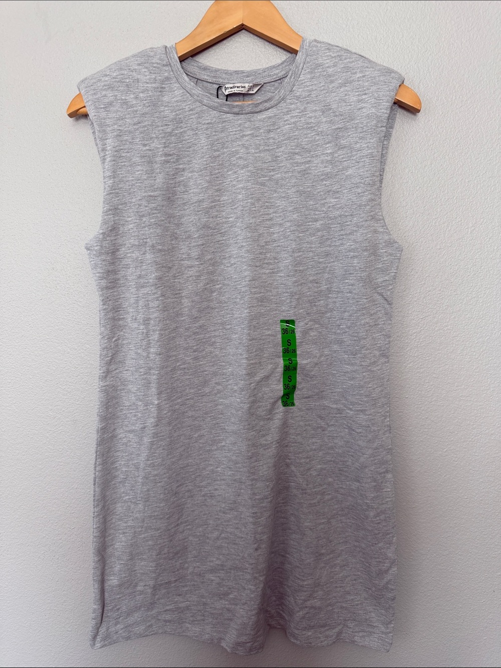 Heather Grey Sleeveless Tank‎ Dress With Shoulder Pads Women’s Small Minimalist